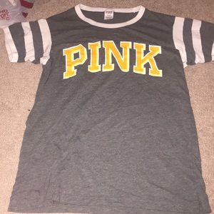 short sleeve, gray & yellow shirt from Pink